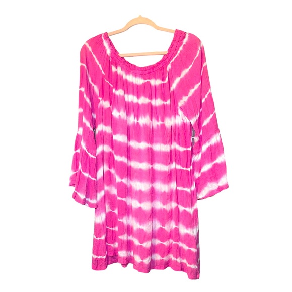 INGEAR RESORT Pink & White Tie Dye Swim Coverup OS - Picture 1 of 5